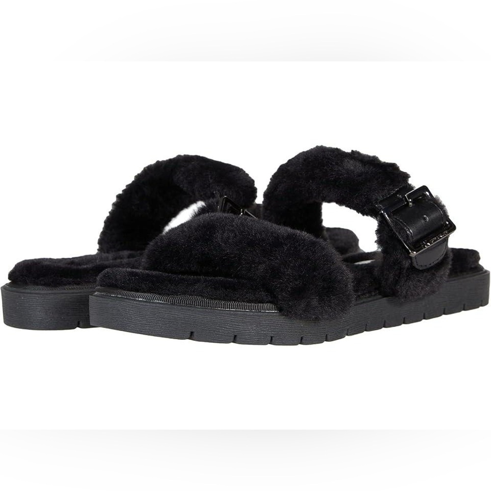 NEW Anne Klein Skyler Slippers size 7 faux shearling sandals fuzzy cozy